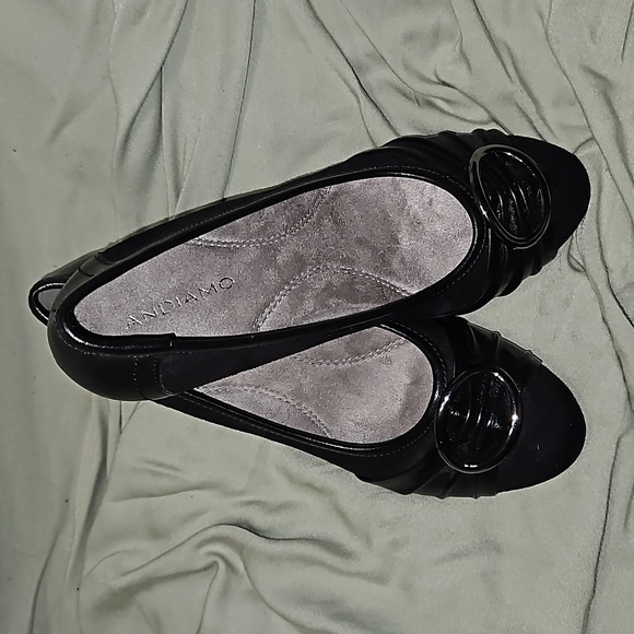 ANDIAMO Belle Black Faux Leather Low Heel Shoes-Comfort Technology-Size 7M - Picture 2 of 11